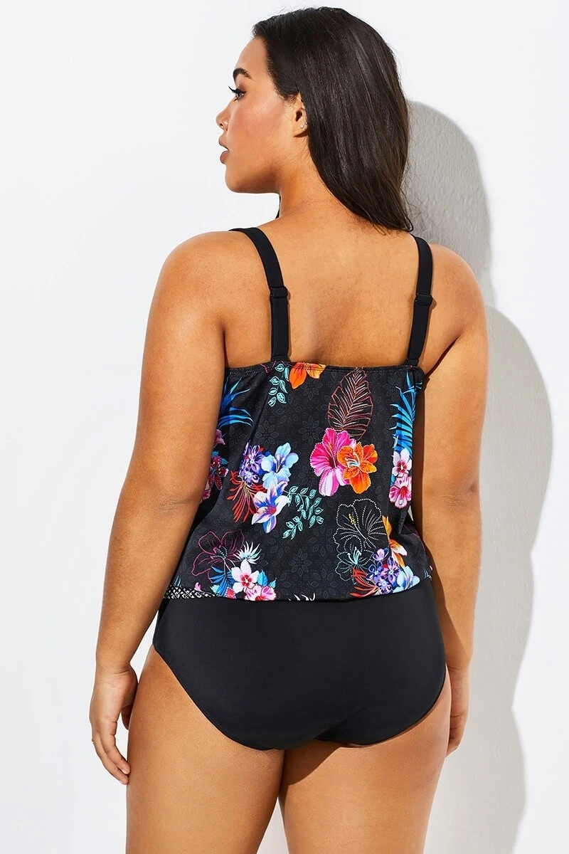 Hawaiian Printed Blouson One Piece Swimsuit 4 Hawaiian Printed Blouson One Piece Swimsuit - Image 2