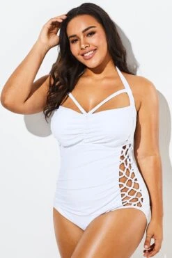 White Hollow Out Underwire One Piece Swimsuit -Luna Marina Store b sfop1911056 4