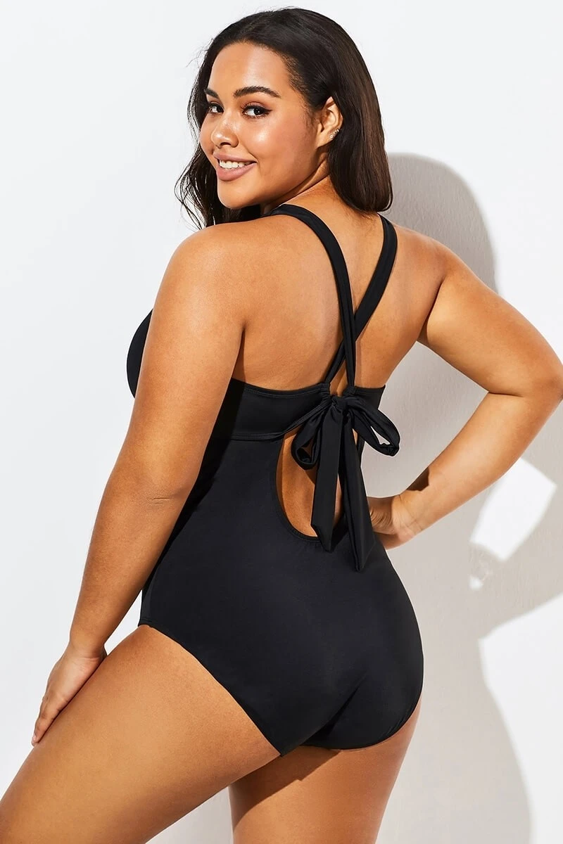 Black Lace Up One Piece Open Back Swimsuit 4 Black Lace Up One Piece Open Back Swimsuit - Image 2