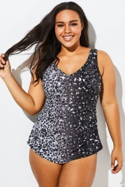 Modern Sarong Front V-Neck One Piece Swimsuit 12 Modern Sarong Front V-Neck One Piece Swimsuit -Luna Marina Store b sfop1911072 5