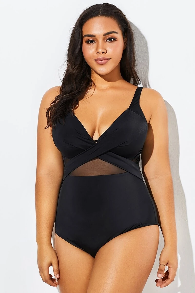 Black Cut Out Mesh Underwire One Piece Swimsuit 5 Black Cut Out Mesh Underwire One Piece Swimsuit - Image 3