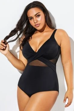 Black Cut Out Mesh Underwire One Piece Swimsuit 11 Black Cut Out Mesh Underwire One Piece Swimsuit -Luna Marina Store b sfop1911127 6