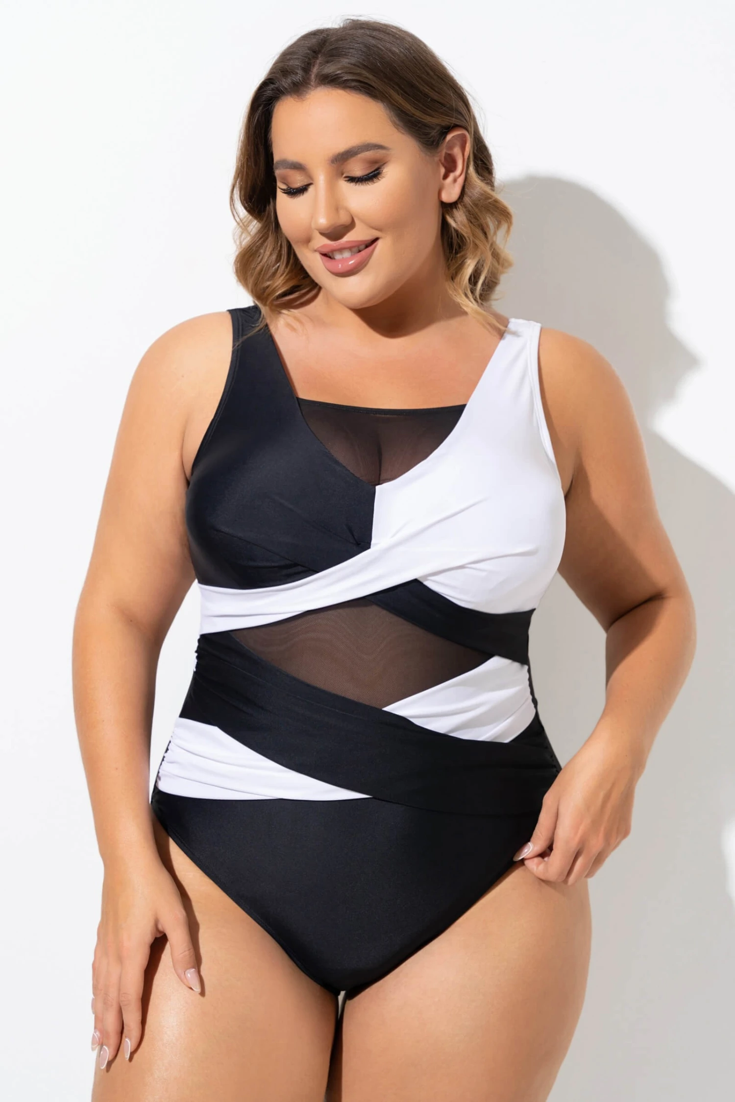 Black & White Sexy Cut Out Mesh One Piece Swimsuit 7 Black & White Sexy Cut Out Mesh One Piece Swimsuit - Image 5