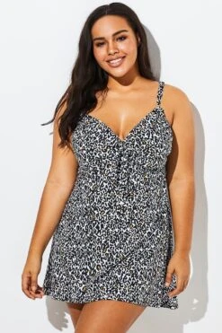 Leopardess Backless Tie Front Underwire Swimdress -Luna Marina Store b sfsd1911002 1