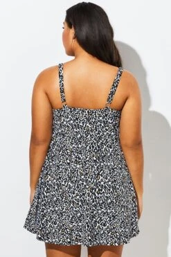 Leopardess Backless Tie Front Underwire Swimdress -Luna Marina Store b sfsd1911002 2