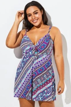 Technicolor Stylish Tie Front Underwire Swimdress -Luna Marina Store b sfsd1911004 6