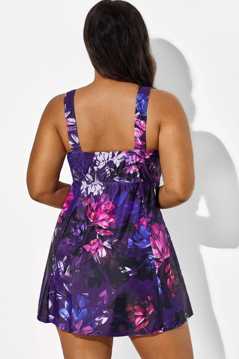 Multicolored Lotus Tie Front V-Neck Swimdress 5 Multicolored Lotus Tie Front V-Neck Swimdress - Image 3