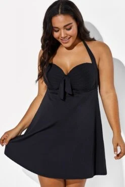Black Bow Classic Halter Swimdress For Lady -Luna Marina Store b sfsd1911026 3