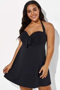 Black Bow Classic Halter Swimdress For Lady -Luna Marina Store b sfsd1911026 4