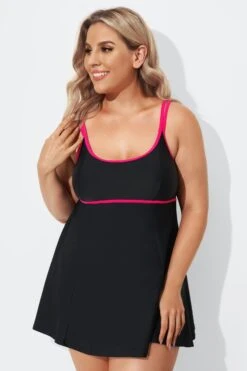 Black Scoopneck Double Lingerie Straps Swimdress 9 Black Scoopneck Double Lingerie Straps Swimdress -Luna Marina Store b sfsd1911035 1