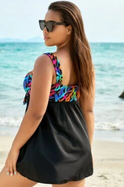 Fashionable Tie Front V-Neck Tummy Control Swimdress 8 Fashionable Tie Front V-Neck Tummy Control Swimdress -Luna Marina Store b sfsd1911038 3