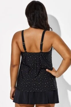 Black Square Neck Ruffle Vintage Women Swimdress -Luna Marina Store b sfsd1911046 66