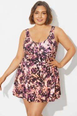 V-Neck Auburn Tie Dye Black Elegant Swimdress 12 V-Neck Auburn Tie Dye Black Elegant Swimdress -Luna Marina Store b sfsd1911048 5