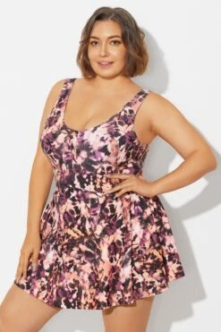 V-Neck Auburn Tie Dye Black Elegant Swimdress 13 V-Neck Auburn Tie Dye Black Elegant Swimdress -Luna Marina Store b sfsd1911048 6