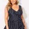 Polka Dots Ruffle V-neck Classic Women Swimdress -Luna Marina Store b sfsd2003052 1
