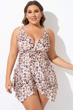 Leopard Retro Wrap Adjustable Wide Strap Swimdress -Luna Marina Store b sfsd2003155 5