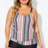 Vintage Multi Color Double Straps Tankini Top -Luna Marina Store b sftan010008 1
