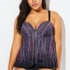 Stripe Flowy Sweetheart Neckline Underwire Tankini Set 1 Stripe Flowy Sweetheart Neckline Underwire Tankini Set -Luna Marina Store b sftan1911025 1
