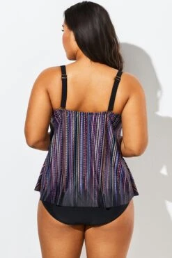 Stripe Flowy Sweetheart Neckline Underwire Tankini Set -Luna Marina Store b sftan1911025 6