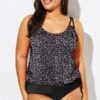 Black White Dot Loop Strap Blouson Tankini Top -Luna Marina Store b sftan1911127 11 1