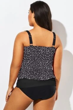 Black White Dot Loop Strap Blouson Tankini Top 12 Black White Dot Loop Strap Blouson Tankini Top -Luna Marina Store b sftan1911127 55 1