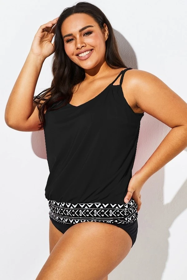 Black Scoopneck Tummy Control Tankini Top 6 Black Scoopneck Tummy Control Tankini Top - Image 4