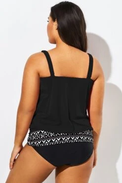 Black Scoopneck Tummy Control Tankini Top 12 Black Scoopneck Tummy Control Tankini Top -Luna Marina Store b sftan1911188t 55