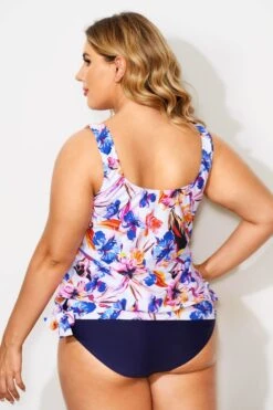 Floral Printed Side Tie Women Tankini Top -Luna Marina Store b sftan2003045 2