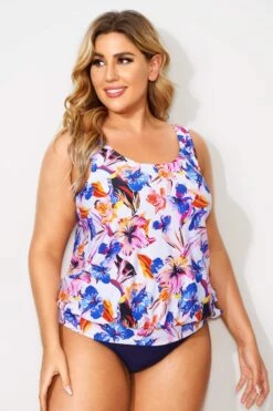 Floral Printed Side Tie Women Tankini Top -Luna Marina Store b sftan2003045 4