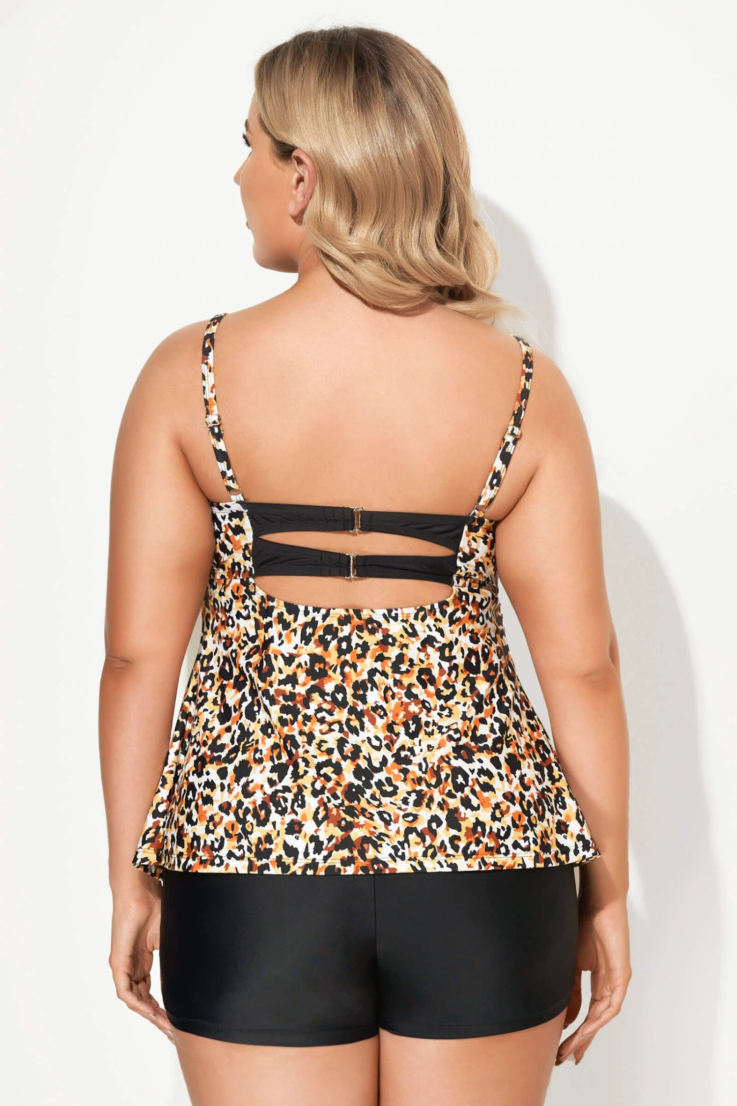 Leopard Printed Faux Flyaway Women Tankini Top 4 Leopard Printed Faux Flyaway Women Tankini Top - Image 2