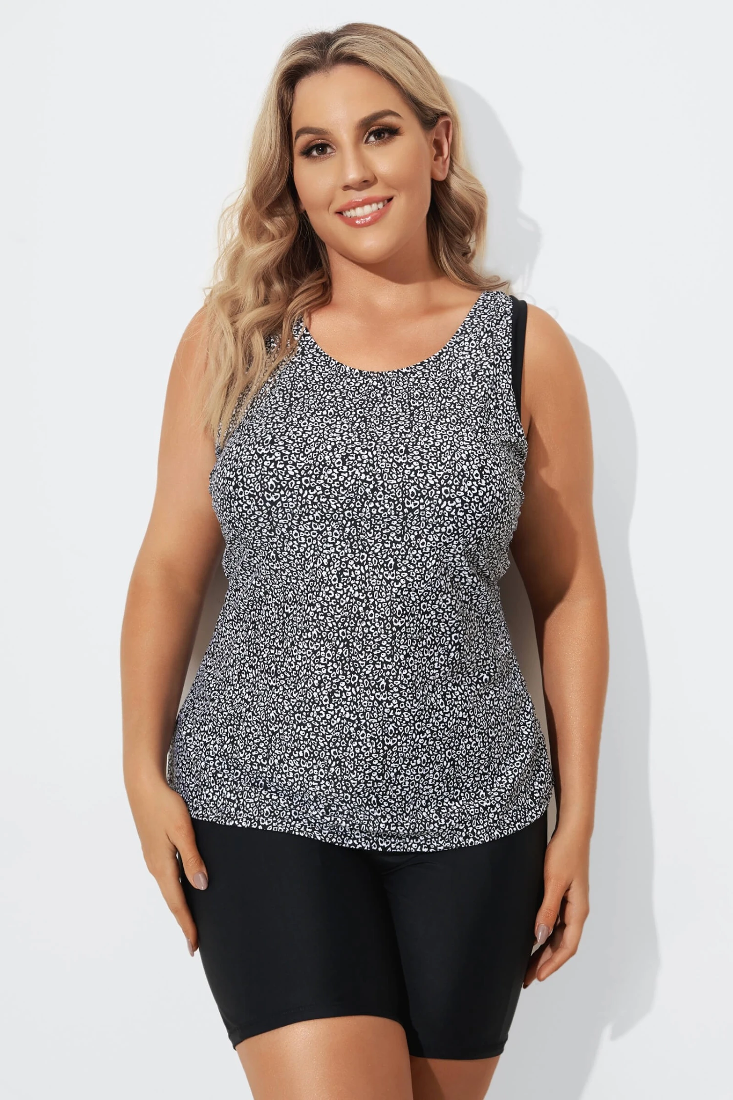 Black Leopard Longer Length Sport Tankini Set 3 Black Leopard Longer Length Sport Tankini Set