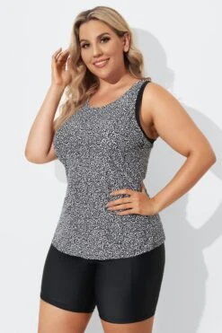 Black Leopard Longer Length Sport Tankini Set 8 Black Leopard Longer Length Sport Tankini Set -Luna Marina Store b sftan2003079 3