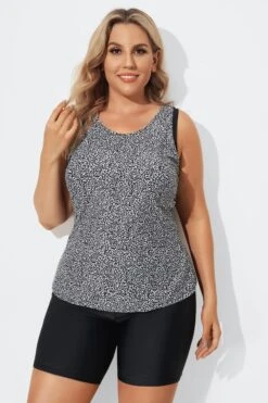 Black Leopard Longer Length Sport Tankini Set 9 Black Leopard Longer Length Sport Tankini Set -Luna Marina Store b sftan2003079 4