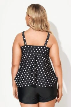 Black Dots Classic Handkerchief-Hem Tankini Top 8 Black Dots Classic Handkerchief-Hem Tankini Top -Luna Marina Store b sftan2003146 3
