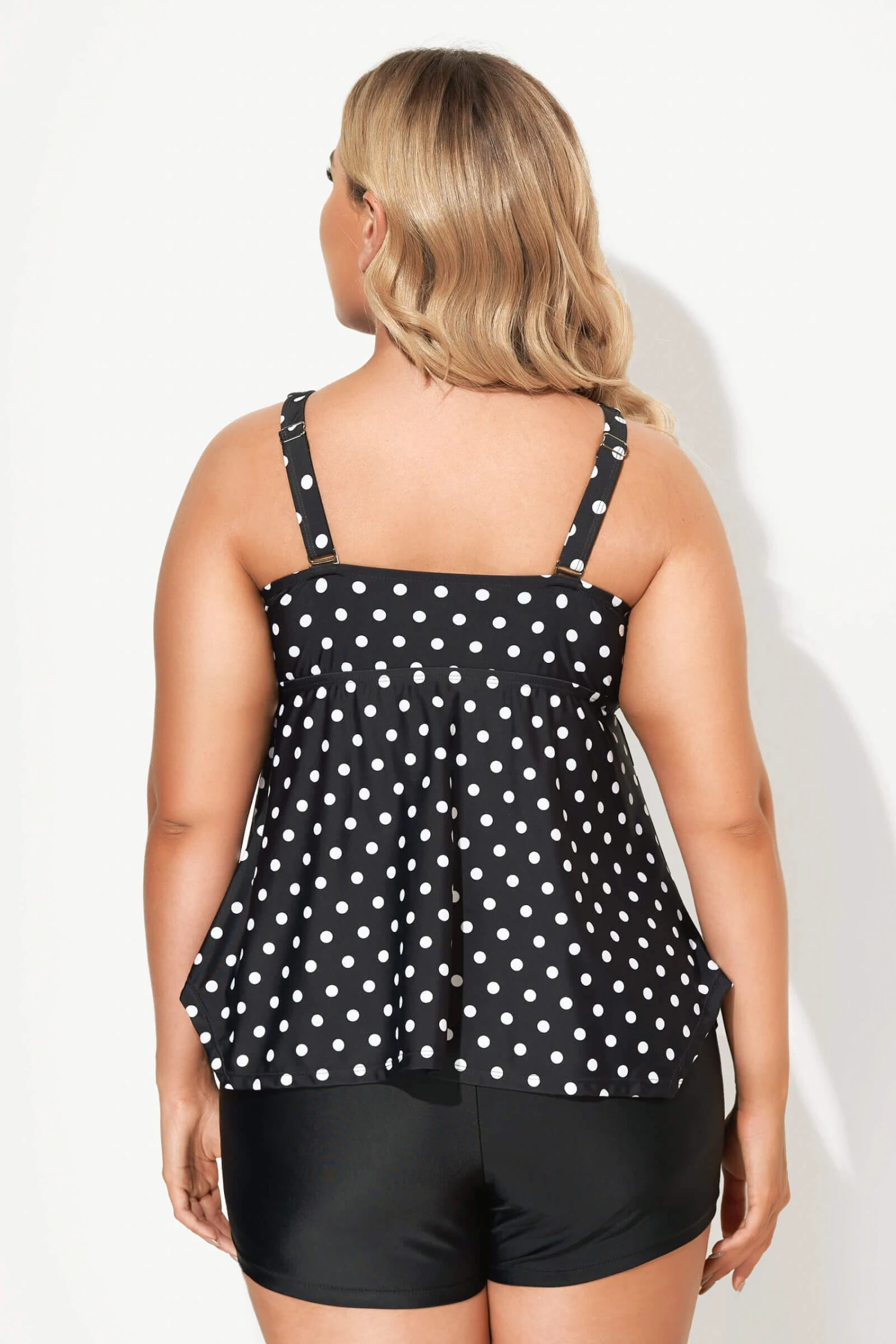 Black Dots Classic Handkerchief-Hem Tankini Top 5 Black Dots Classic Handkerchief-Hem Tankini Top - Image 3