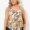 Tie Dye V-Neck Double-Tier Flowy Tankini Top -Luna Marina Store b sftan2003161 1