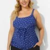 Blue Scoopneck Adjustable Straps Purple Dot Tankini Top -Luna Marina Store b sftan2003237 11