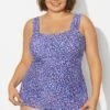 Blue Wide Straps Tie-Back White Speckle Tankini Top 2 Blue Wide Straps Tie-Back White Speckle Tankini Top -Luna Marina Store b sftan2003261 1