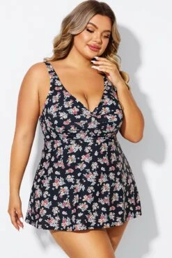 Floral Print V-Neck Adjustable Straps Tankini Top -Luna Marina Store b sftan2003334 6