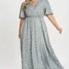 Flutter Sleeve Ditsy Floral Pocket Split Maxi Dress 1 Flutter Sleeve Ditsy Floral Pocket Split Maxi Dress -Luna Marina Store c sd001001 1