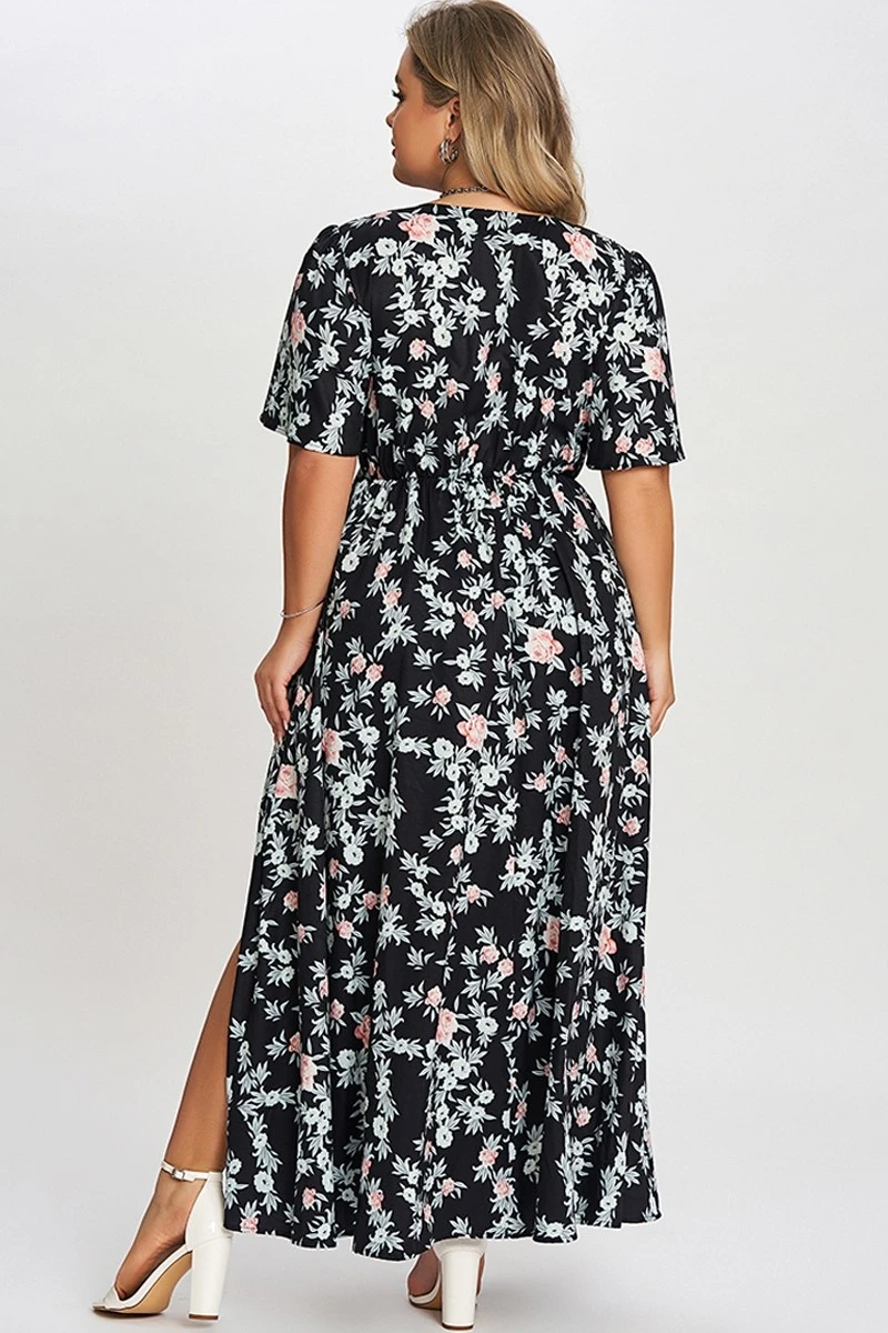 Multicolor Floral Flutter Sleeve Pocket Split Maxi Dress 4 Multicolor Floral Flutter Sleeve Pocket Split Maxi Dress - Image 2