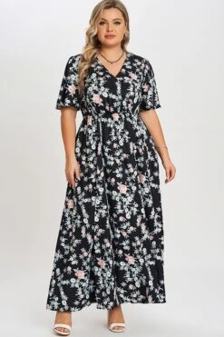 Multicolor Floral Flutter Sleeve Pocket Split Maxi Dress 11 Multicolor Floral Flutter Sleeve Pocket Split Maxi Dress -Luna Marina Store c sd001004 4