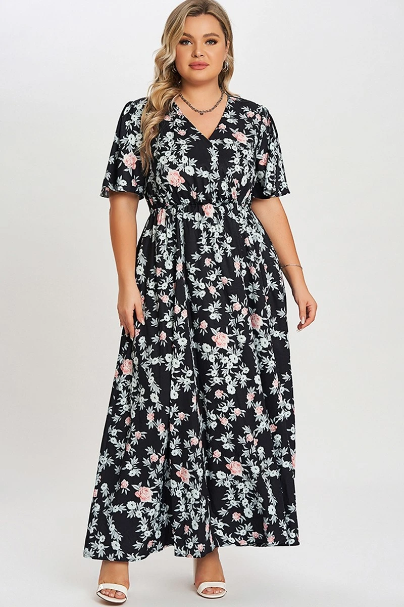 Multicolor Floral Flutter Sleeve Pocket Split Maxi Dress 6 Multicolor Floral Flutter Sleeve Pocket Split Maxi Dress - Image 4