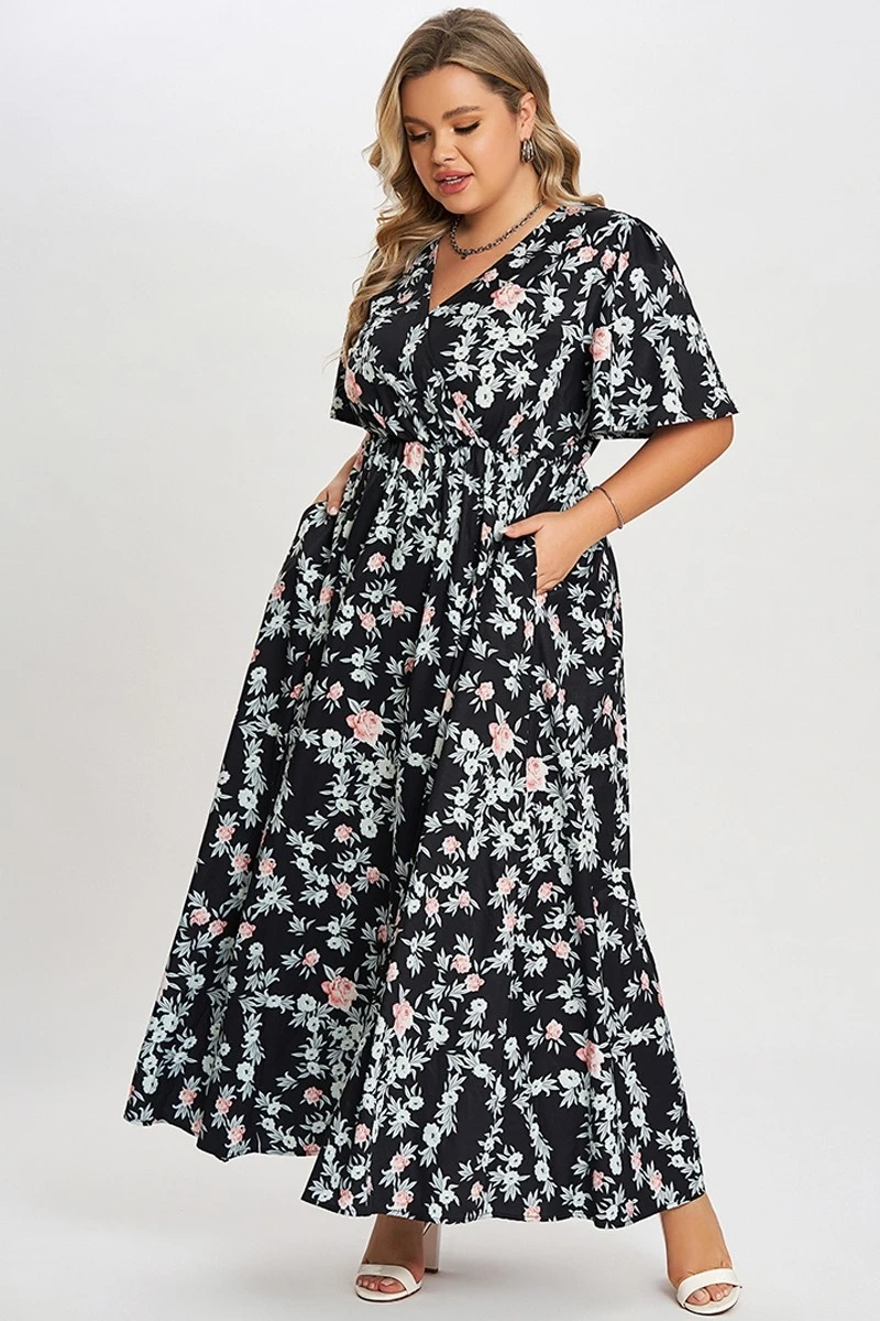 Multicolor Floral Flutter Sleeve Pocket Split Maxi Dress 8 Multicolor Floral Flutter Sleeve Pocket Split Maxi Dress - Image 6