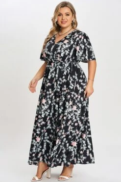 Multicolor Floral Flutter Sleeve Pocket Split Maxi Dress 12 Multicolor Floral Flutter Sleeve Pocket Split Maxi Dress -Luna Marina Store c sd001004 6
