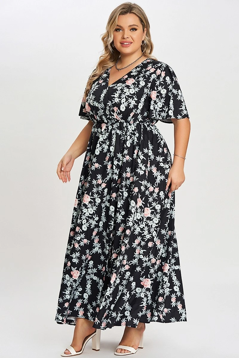 Multicolor Floral Flutter Sleeve Pocket Split Maxi Dress 7 Multicolor Floral Flutter Sleeve Pocket Split Maxi Dress - Image 5