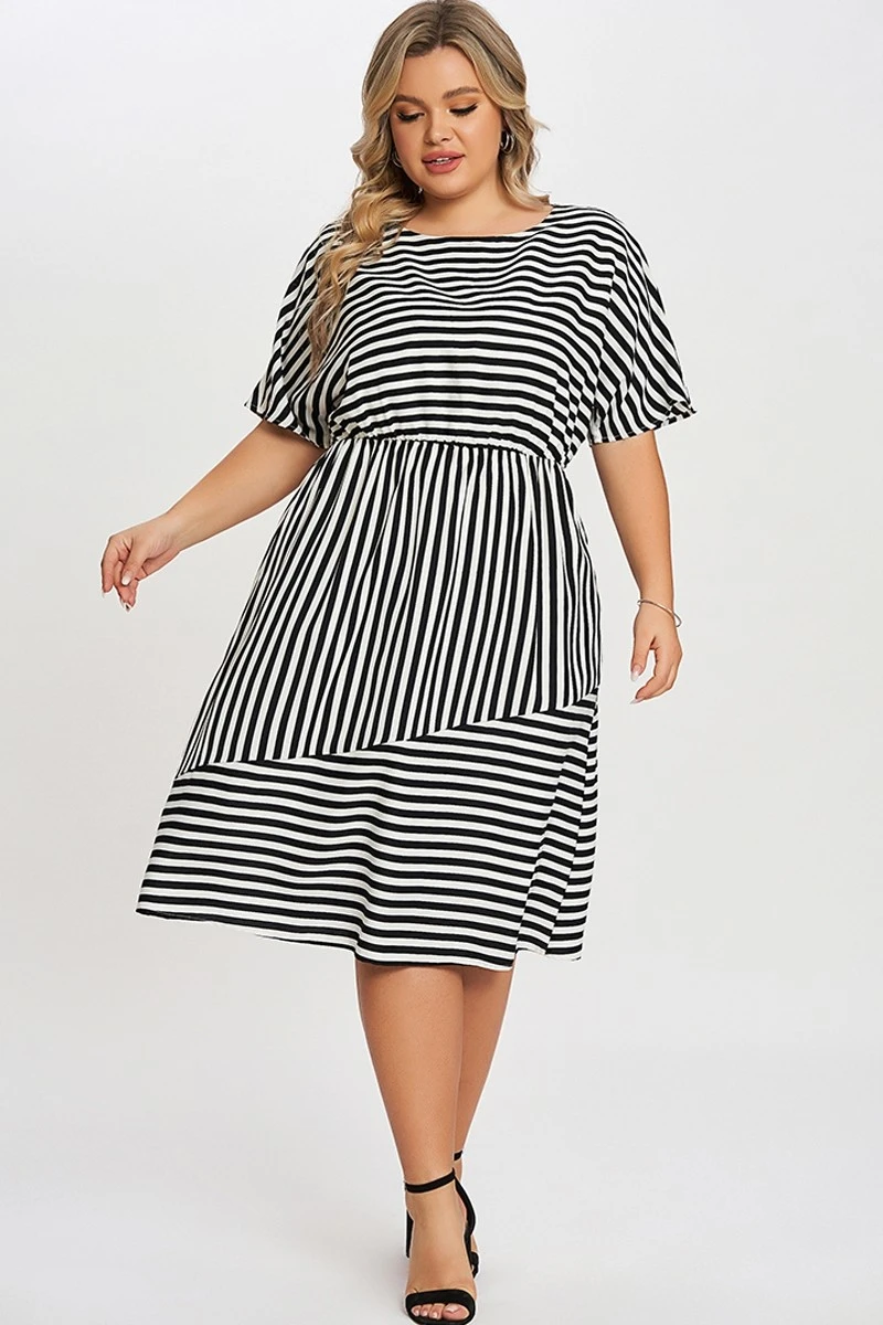 Striped Elasticized Waistband Slit Pocket Shirtdress 6 Striped Elasticized Waistband Slit Pocket Shirtdress - Image 4