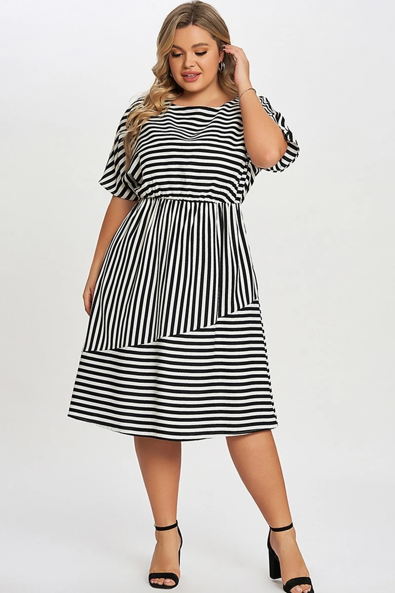 Striped Elasticized Waistband Slit Pocket Shirtdress 8 Striped Elasticized Waistband Slit Pocket Shirtdress - Image 6