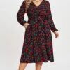 Floral Printed Wrap Pocket Lantern Sleeve Belted Dress 2 Floral Printed Wrap Pocket Lantern Sleeve Belted Dress -Luna Marina Store c sd008001 1