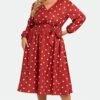 Heart Print Lantern Sleeve Pocket Ruffle Trim Maxi Dress -Luna Marina Store c sd008002 3